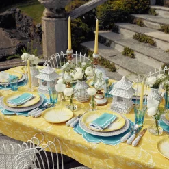 Yellow Melograno & Fleur Turquoise Linen Set|Mrs. Alice Best